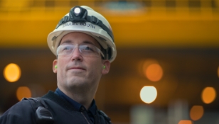 Koch employee wearing a hardhat